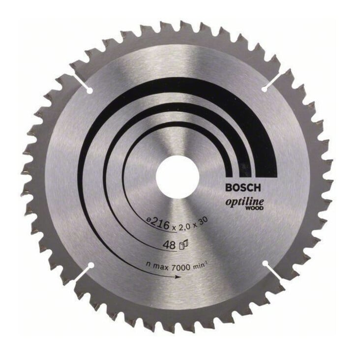 Lame de scie circulaire Bosch Optiline Wood pour scies oscillantes et à onglet 216 x 30 x 2,0 mm 48