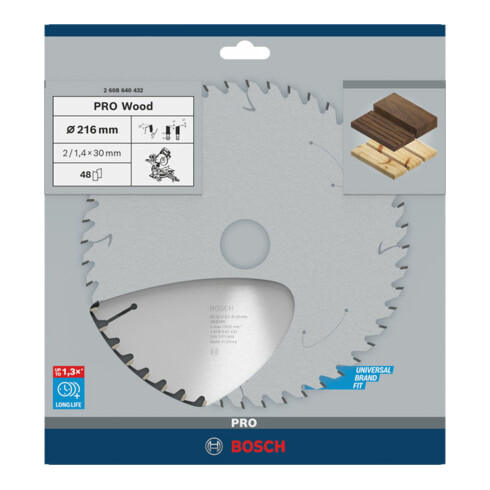 Lame de scie circulaire Bosch Optiline Wood pour scies oscillantes et à onglet 216 x 30 x 2,0 mm 48