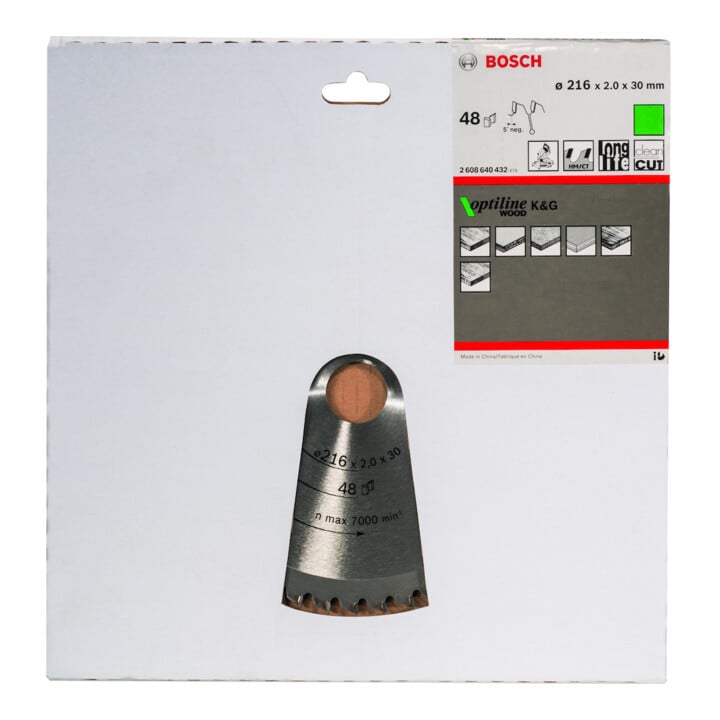 Lame de scie circulaire Bosch Optiline Wood pour scies oscillantes et à onglet 216 x 30 x 2,0 mm 48