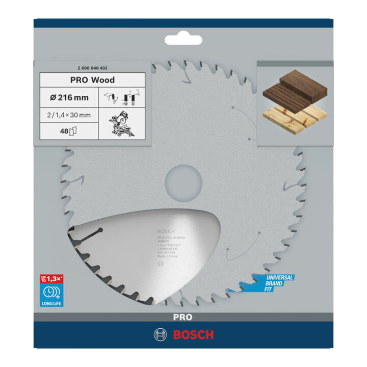 Lame de scie circulaire Bosch Optiline Wood pour scies oscillantes et à onglet 216 x 30 x 2,0 mm 48