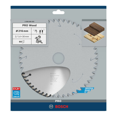 Lame de scie circulaire Bosch Optiline Wood pour scies oscillantes et à onglet 216 x 30 x 2,0 mm 60