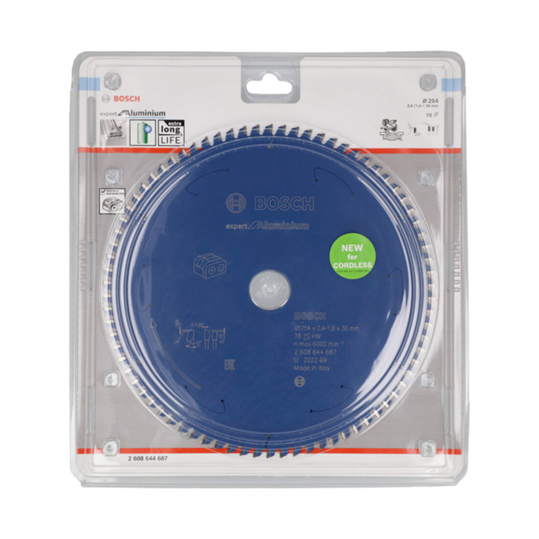 Lame de scie circulaire Bosch pour scies sans fil Expert for Aluminium, 254 x 2,4/1,8 x 30, 78 dents
