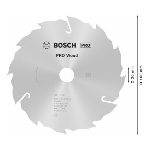 Lame de scie circulaire Bosch Speedline Bois 160 x 20 x 2,2 mm 12