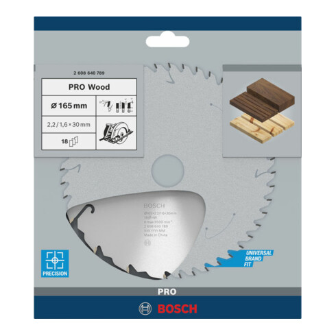Lame de scie circulaire Bosch Speedline Bois 165 x 30 x 2,2 mm 18