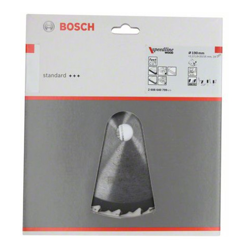 Lame de scie circulaire Bosch Speedline Bois 190 x 20/16 x 2,2 mm 24
