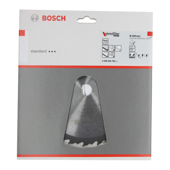 Lame de scie circulaire Bosch Speedline Bois 190 x 20/16 x 2,2 mm 24