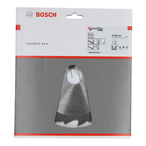 Lame de scie circulaire Bosch Speedline Bois 190 x 30 x 2,4 mm 12