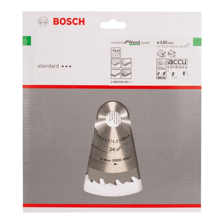 Lame de scie circulaire Bosch Speedline Wood 165 x 20/16 x 1,7 mm 24