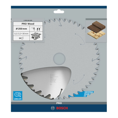 Lame de scie circulaire Bosch Speedline Wood 250 x 30 x 3,2 mm 24