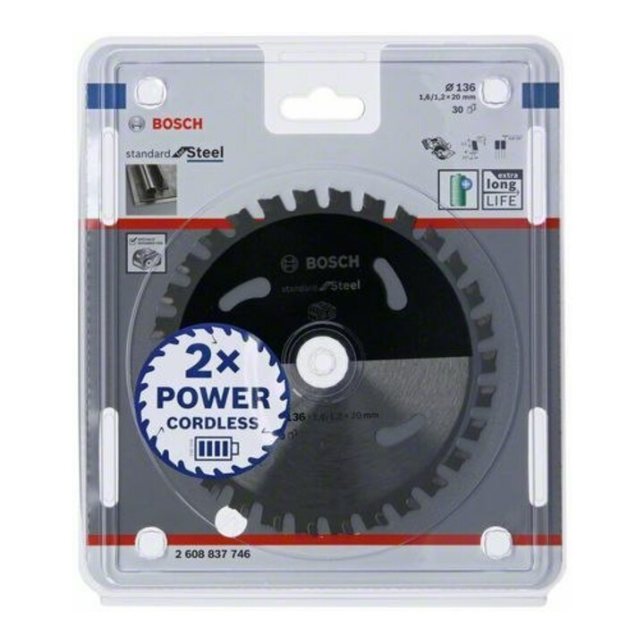Lame de scie circulaire Bosch Standard pour acier 136 x 1,6/1,2 x 20 30 dents