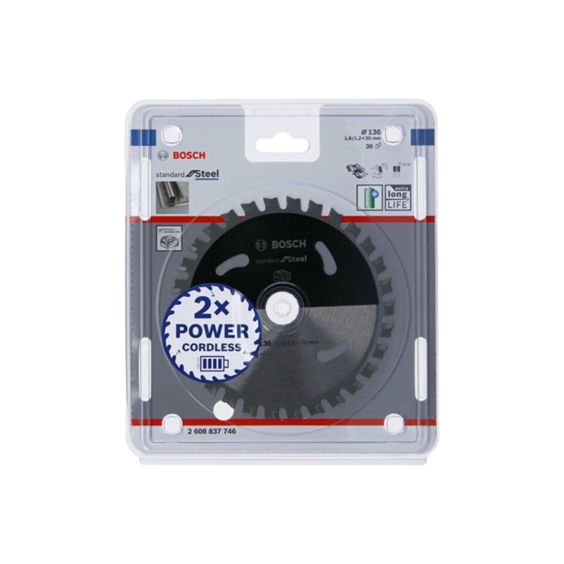 Lame de scie circulaire Bosch Standard pour acier 136 x 1,6/1,2 x 20 30 dents