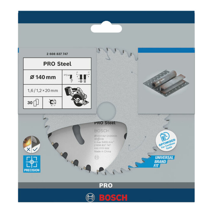Lame de scie circulaire Bosch Standard pour acier 140 x 1,6/1,2 x 20 30 dents