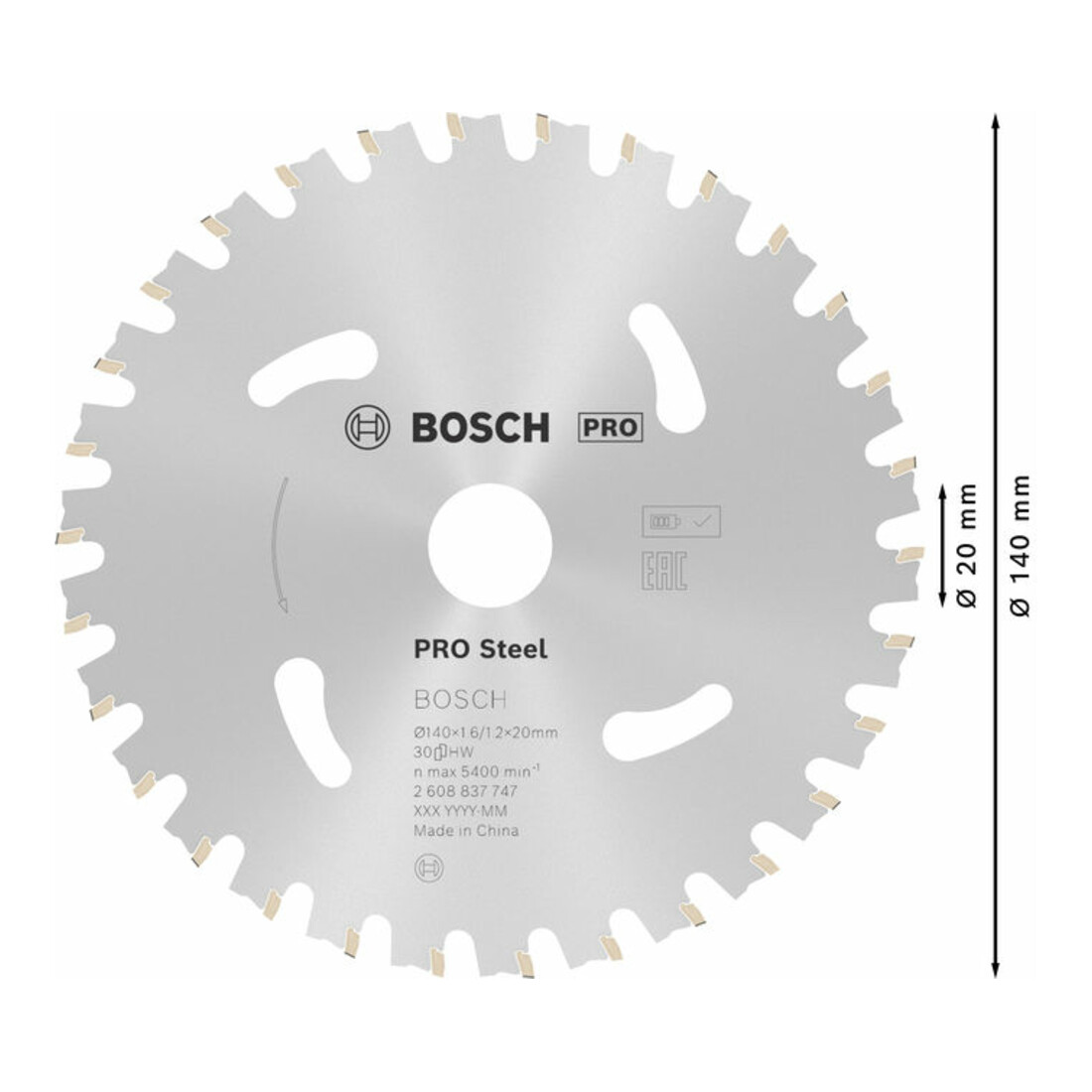 Lame de scie circulaire Bosch Standard pour acier 140 x 1,6/1,2 x 20 30 dents