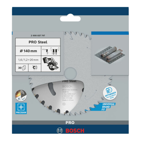 Lame de scie circulaire Bosch Standard pour acier 140 x 1,6/1,2 x 20 30 dents