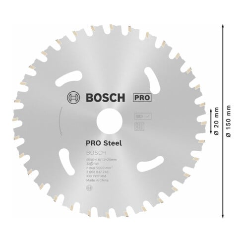 Lame de scie circulaire Bosch Standard pour acier 150 x 1,6/1,2 x 20 32 dents