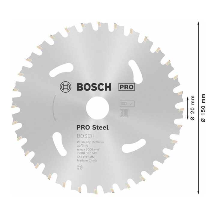 Lame de scie circulaire Bosch Standard pour acier 150 x 1,6/1,2 x 20 32 dents