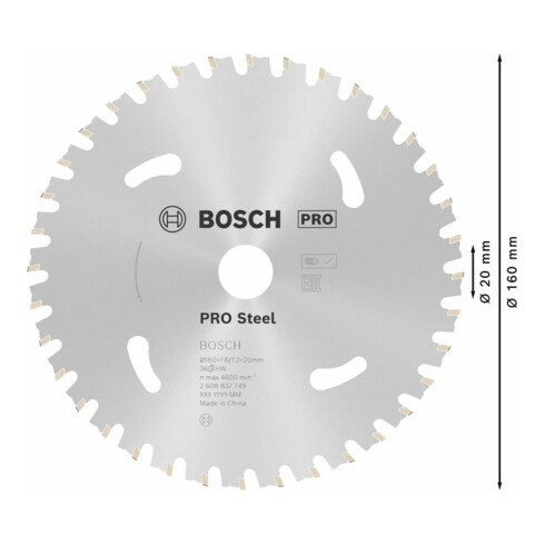 Lame de scie circulaire Bosch Standard pour acier 160 x 1,6/1,2 x 20 36 dents