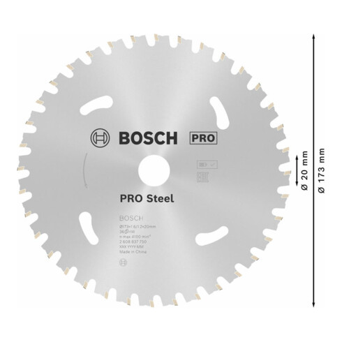 Lame de scie circulaire Bosch Standard pour acier 173 x 1,6/1,2 x 20 36 dents