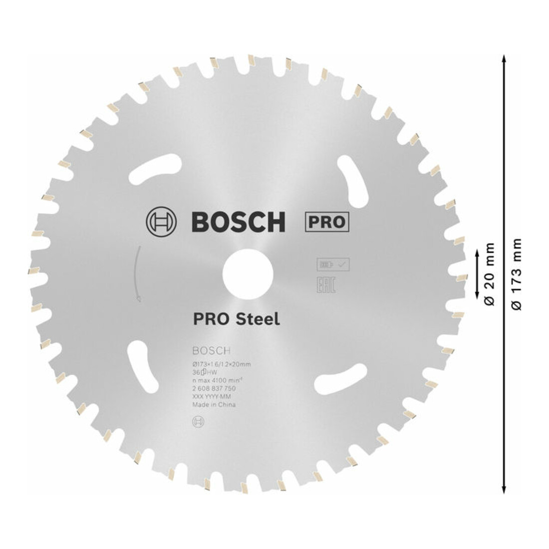 Lame de scie circulaire Bosch Standard pour acier 173 x 1,6/1,2 x 20 36 dents