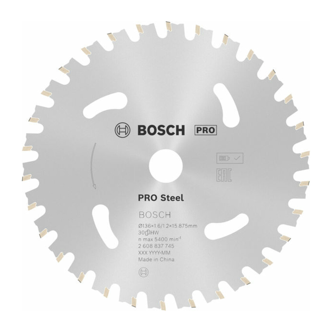 Lame de scie circulaire Bosch Standard pour acier pour scies sans fil 136 x 1,6/1,2 x 15,875 30 dents