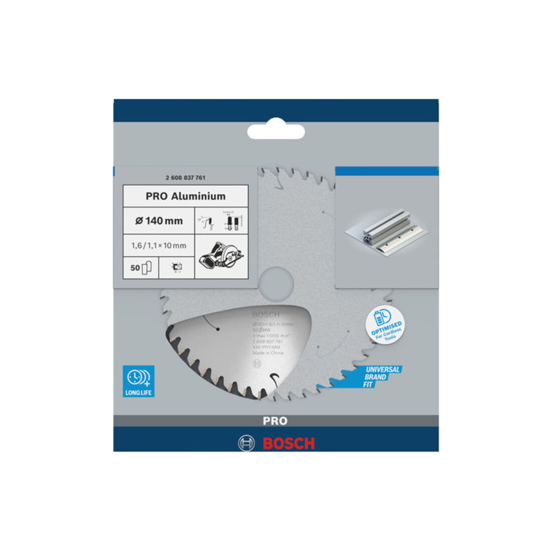 Lame de scie circulaire Bosch Standard pour aluminium, 140x1.6/1.1x10, 50 dents