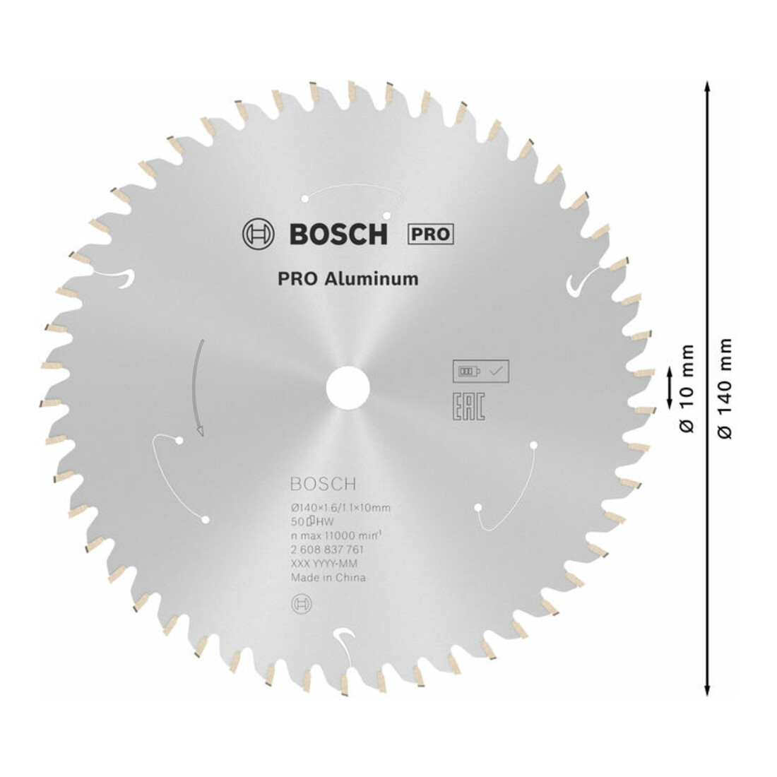 Lame de scie circulaire Bosch Standard pour aluminium, 140x1.6/1.1x10, 50 dents