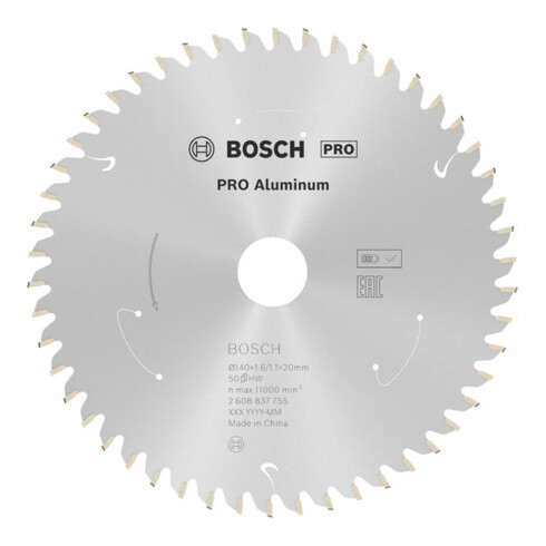 Lame de scie circulaire Bosch Standard pour aluminium, 140x1.6/1.1x20, 50 dents