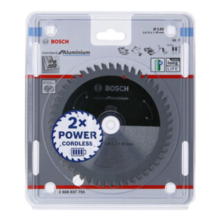 Lame de scie circulaire Bosch Standard for Aluminium pour les scies circulaires manuelles et sans fil à coupe plongeante ainsi que les scies à métaux sans fil