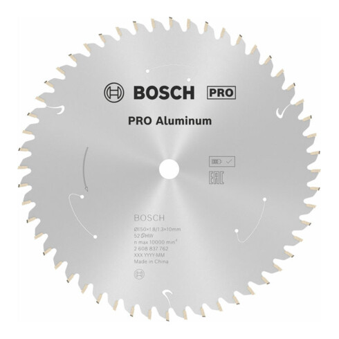 Lame de scie circulaire Bosch Standard pour aluminium, 150x1.8/1.3x10, 52 dents