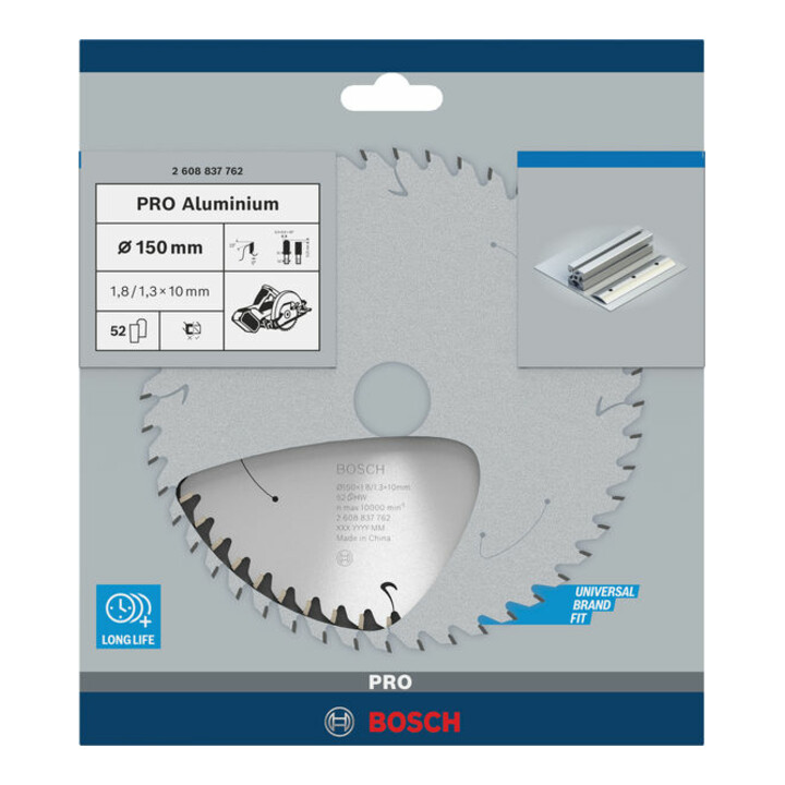 Lame de scie circulaire Bosch Standard pour aluminium, 150x1.8/1.3x10, 52 dents