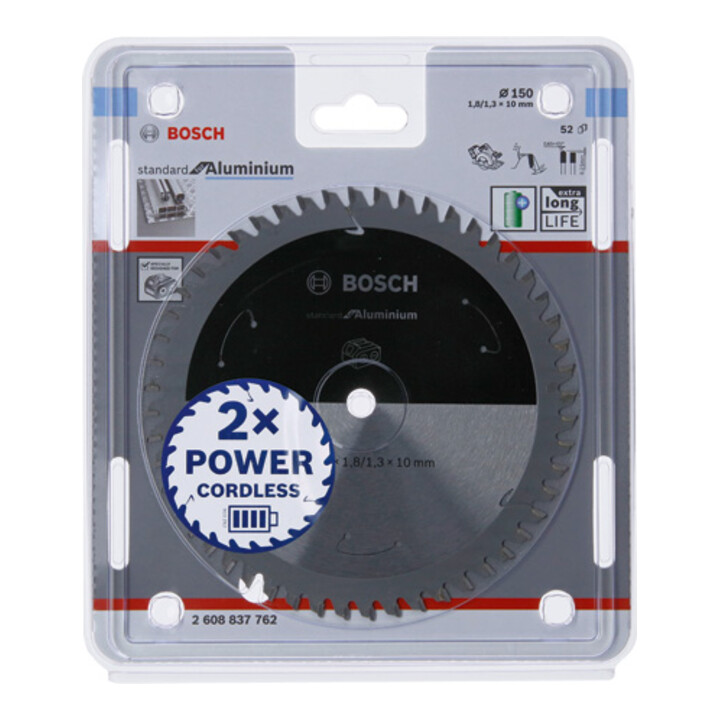 Lame de scie circulaire Bosch Standard pour aluminium, 150x1.8/1.3x10, 52 dents