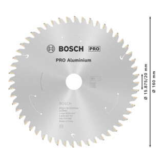 Lame de scie circulaire Bosch Standard for Aluminium pour les scies circulaires manuelles et sans fil à coupe plongeante ainsi que les scies à métaux sans fil