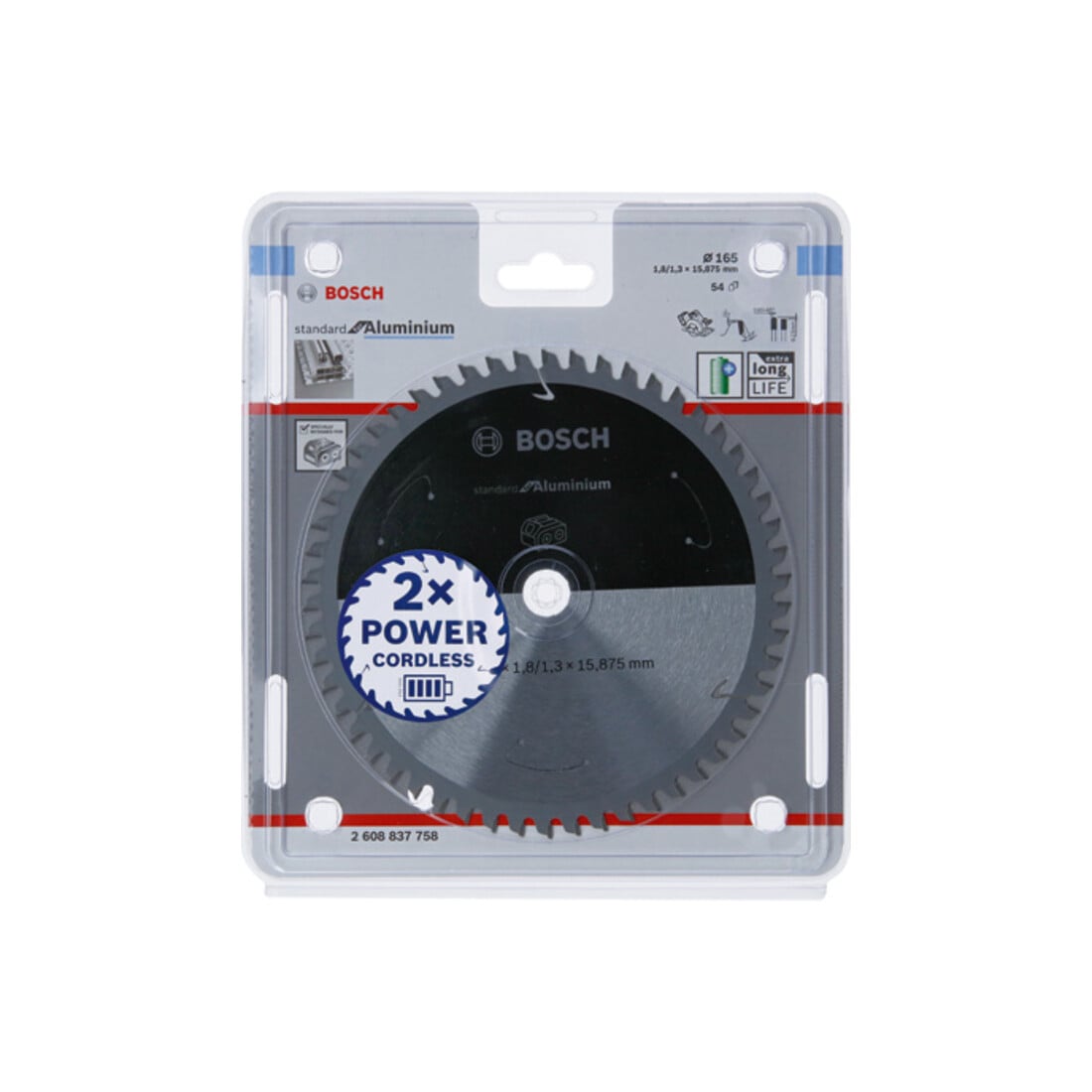 Lame de scie circulaire Bosch Standard pour aluminium, 165x1.8/1.3x15.875, 54 dents