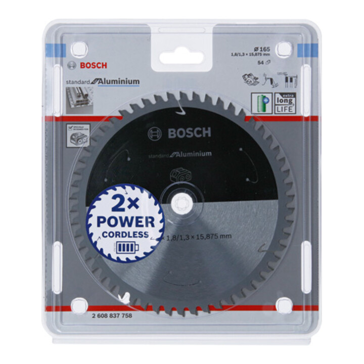 Lame de scie circulaire Bosch Standard pour aluminium, 165x1.8/1.3x15.875, 54 dents