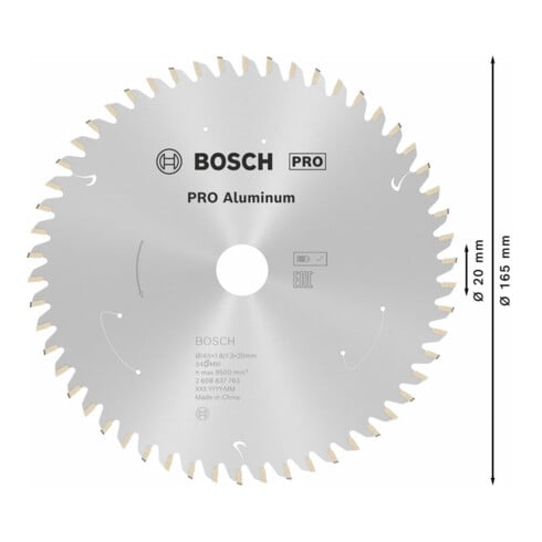 Lame de scie circulaire Bosch Standard pour aluminium, 165x1.8/1.3x20, 54 dents