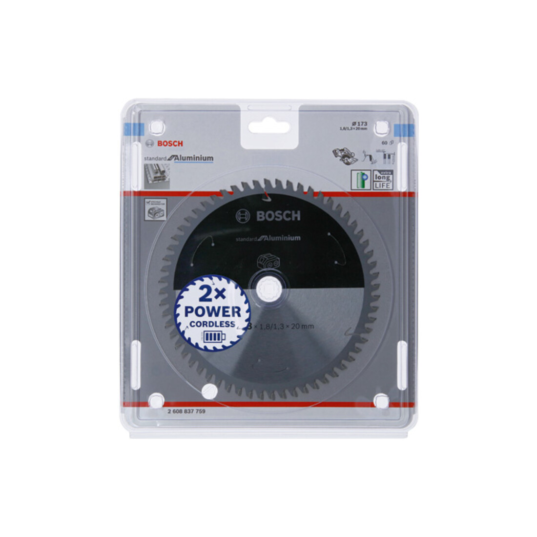 Lame de scie circulaire Bosch Standard pour aluminium, 173x1.8/1.3x20, 60 dents
