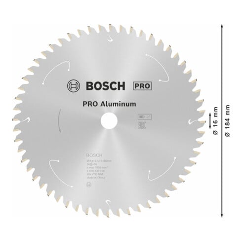 Lame de scie circulaire Bosch Standard pour aluminium, 184x2/1.5x16, 56 dents