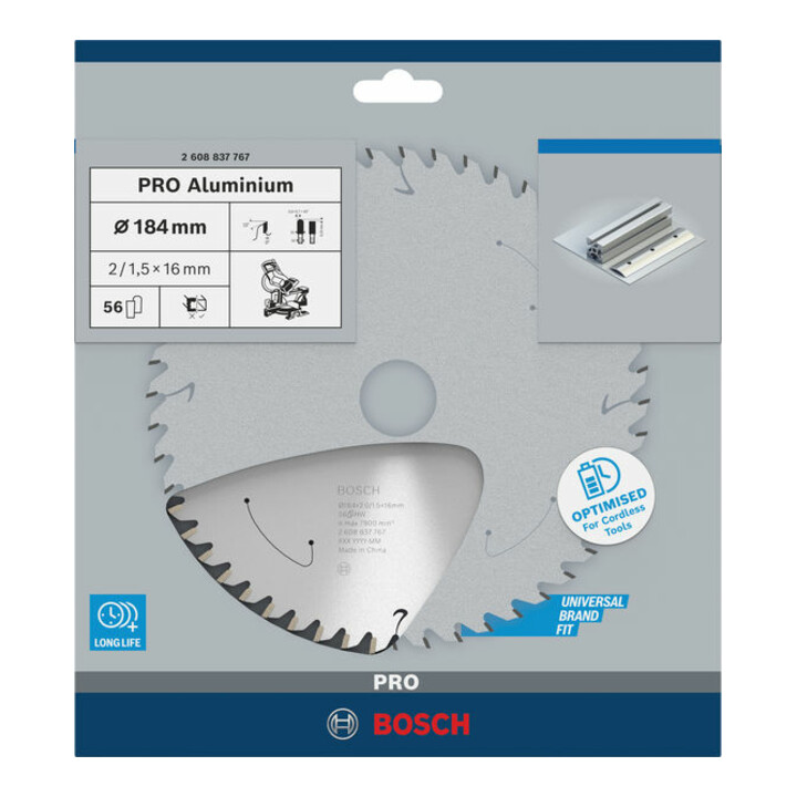 Lame de scie circulaire Bosch Standard pour aluminium, 184x2/1.5x16, 56 dents