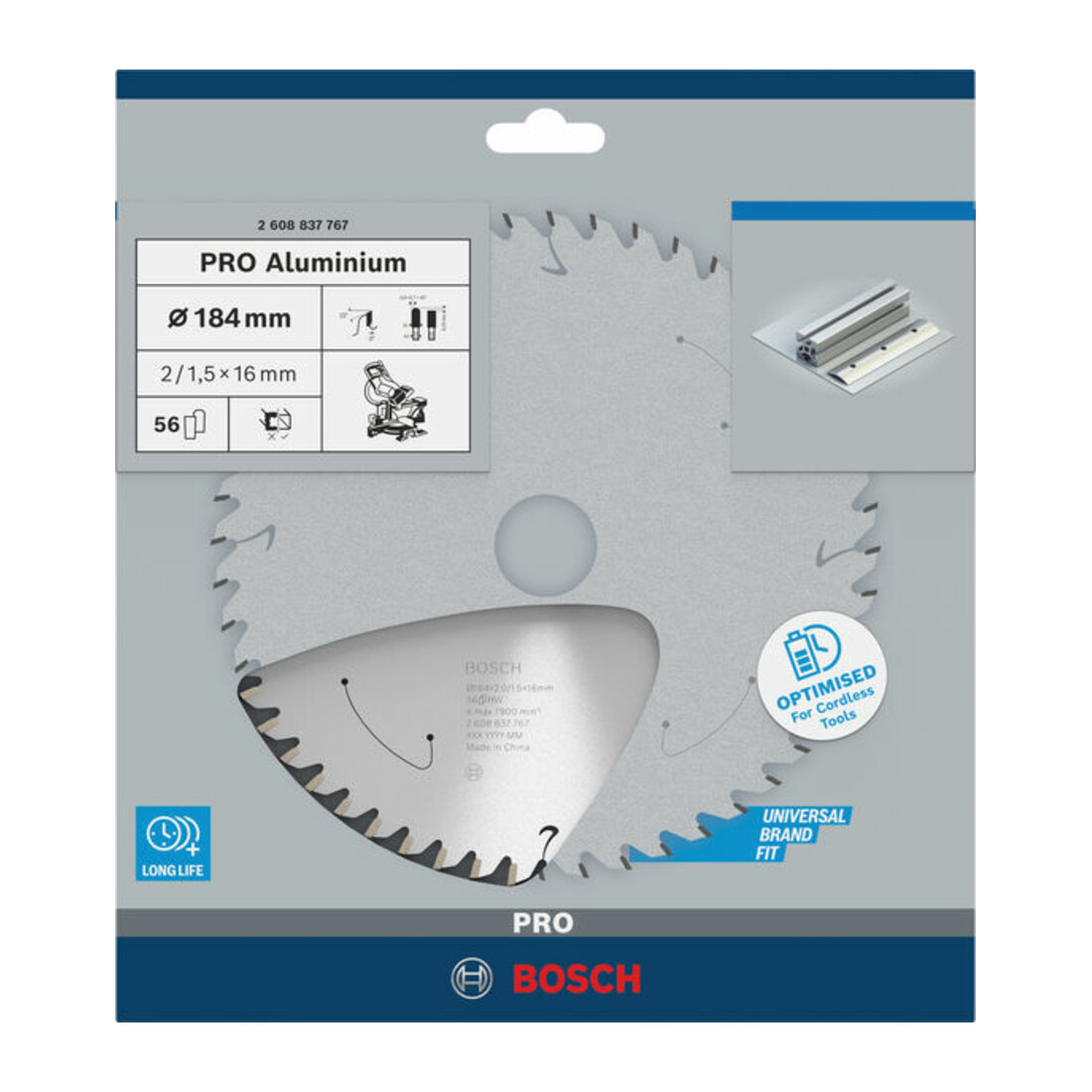 Lame de scie circulaire Bosch Norme pour l'aluminium pour les scies à tronçonner et les scies à onglet sans fil
