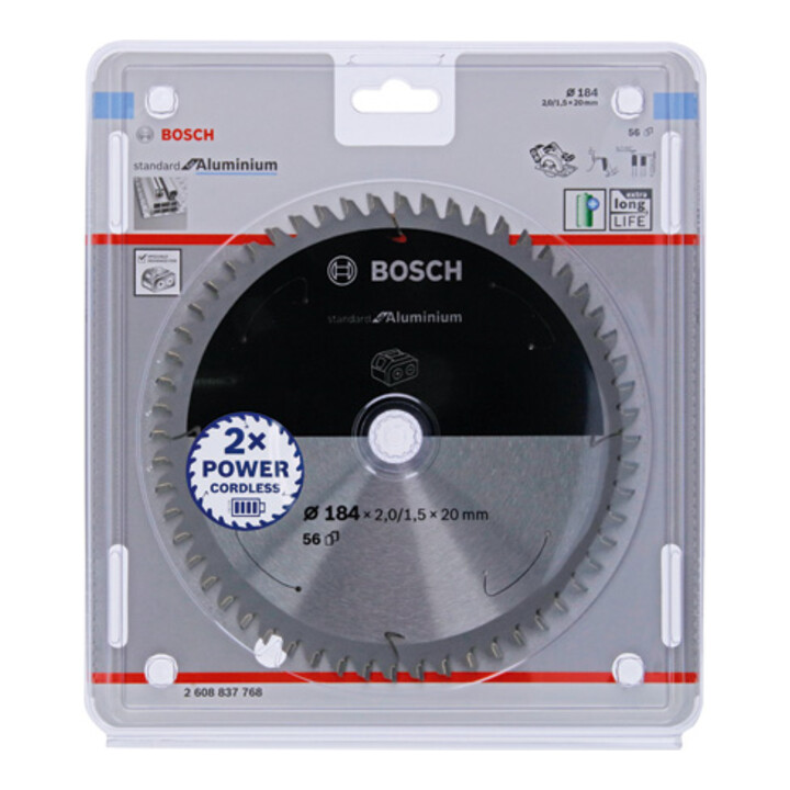 Lame de scie circulaire Bosch Standard pour aluminium, 184x2/1.5x20, 56 dents