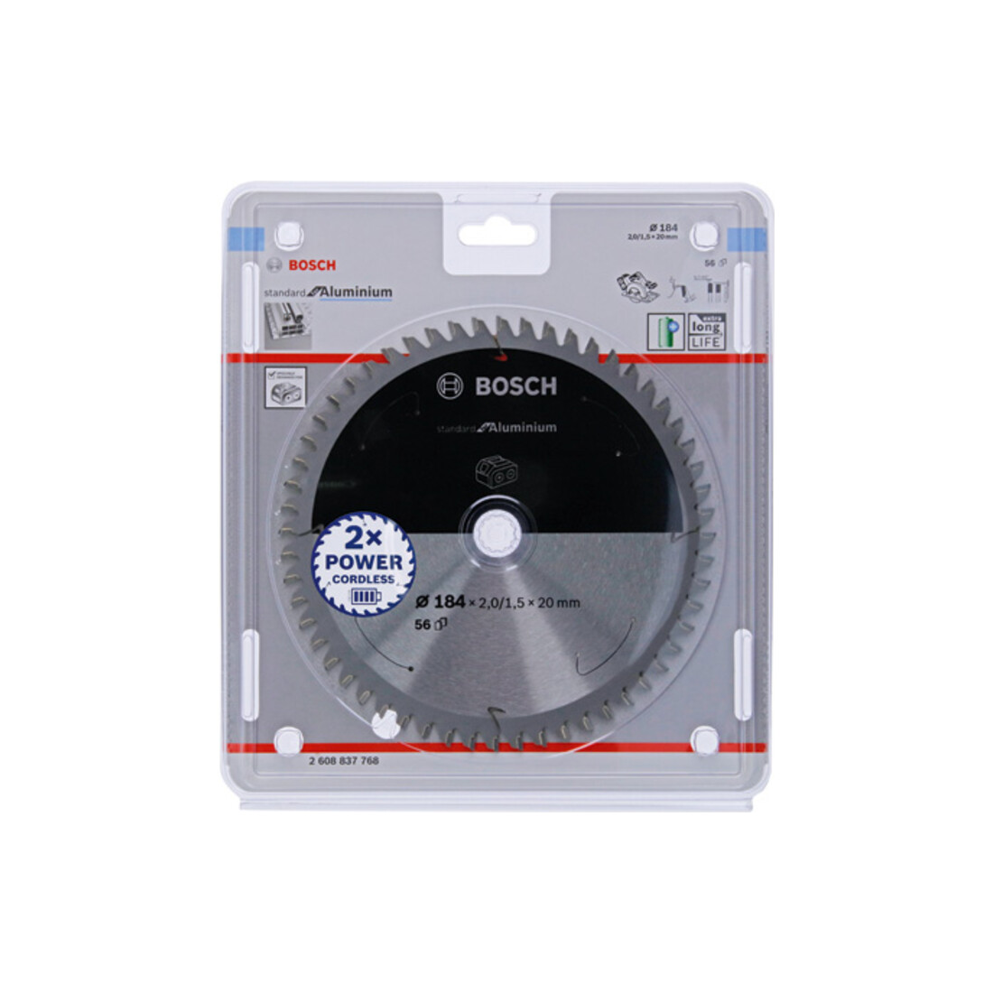 Lame de scie circulaire Bosch Standard pour aluminium, 184x2/1.5x20, 56 dents