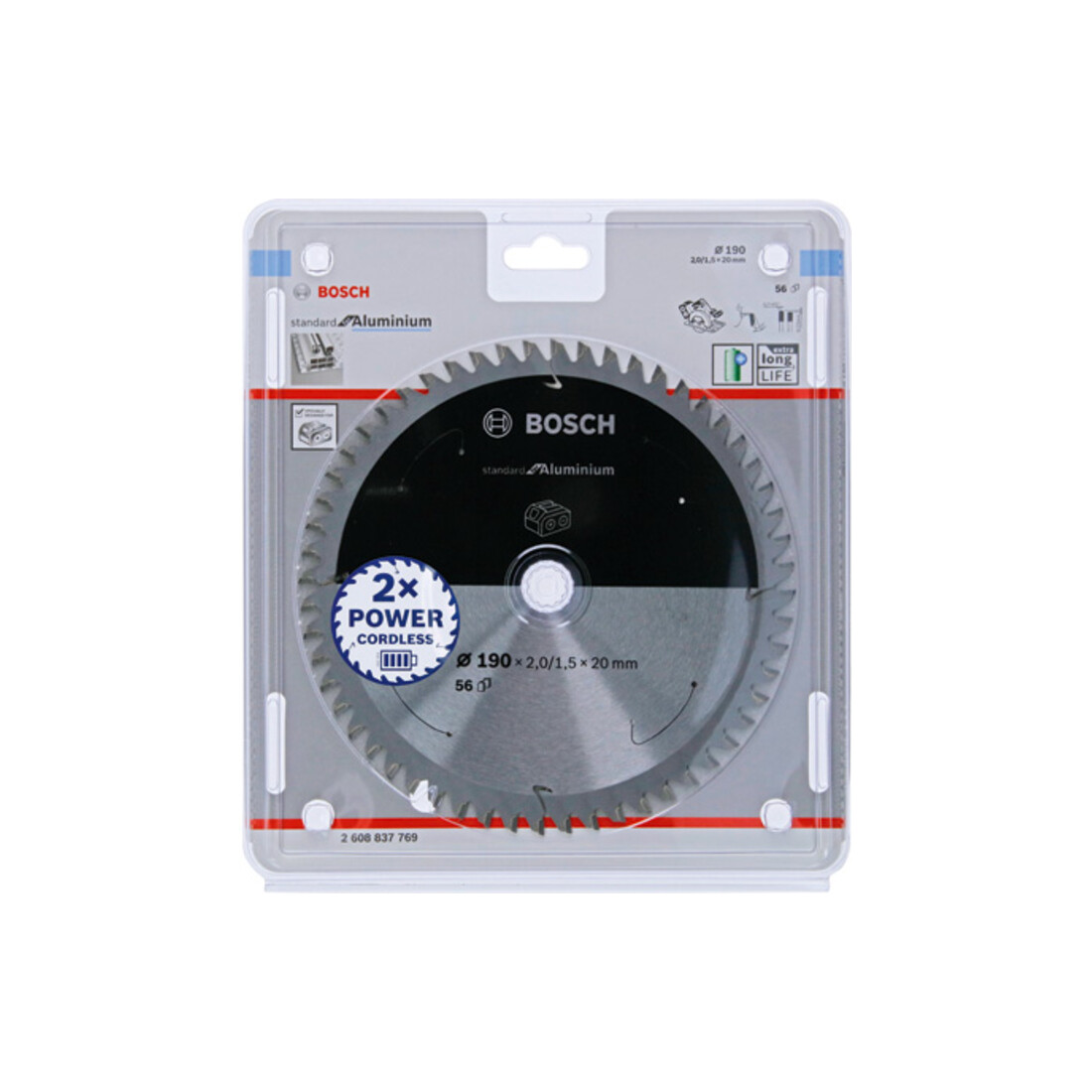 Lame de scie circulaire Bosch Standard pour aluminium, 190x2/1.5x20, 56 dents