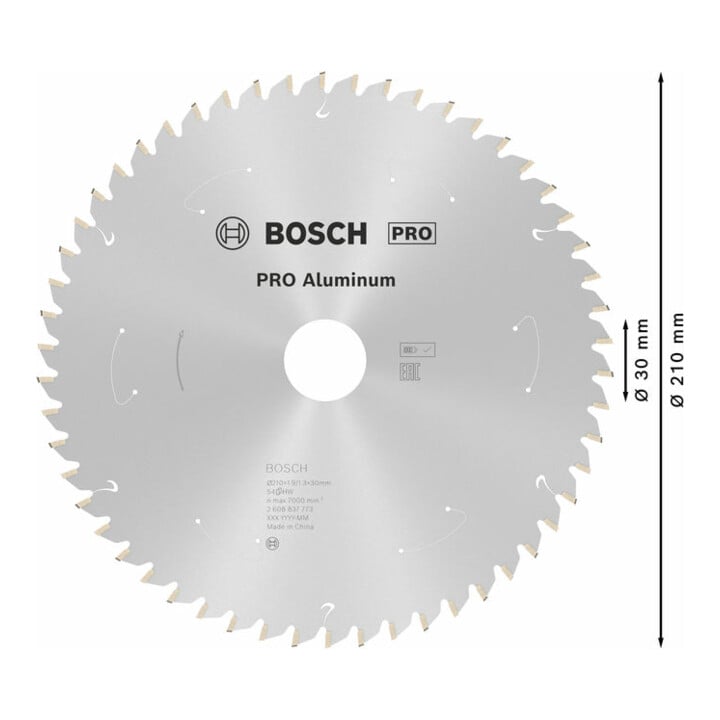 Lame de scie circulaire Bosch Standard pour aluminium, 210x1.9/1.3x30, 54 dents