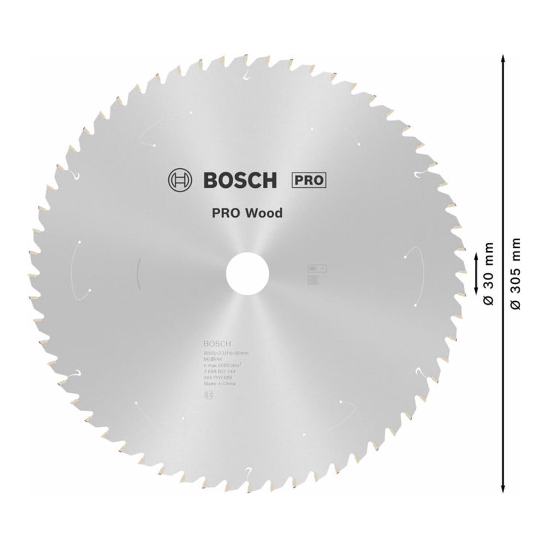 Lame de scie circulaire Bosch Standard pour aluminium, 305x2.2/1.6x30, 96 dents