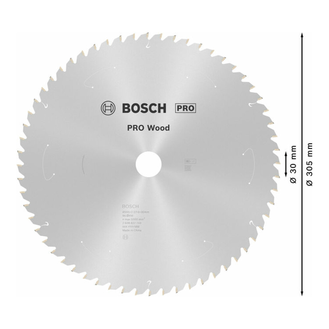 Lame de scie circulaire Bosch Standard pour aluminium, 305x2.2/1.6x30, 96 dents
