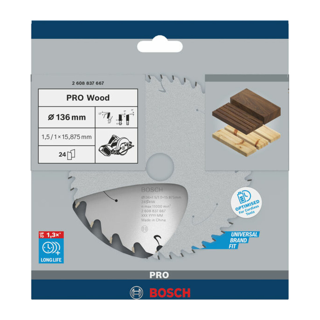 Lame de scie circulaire Bosch Standard pour bois, 136x1,5/1x15,875 24 dents