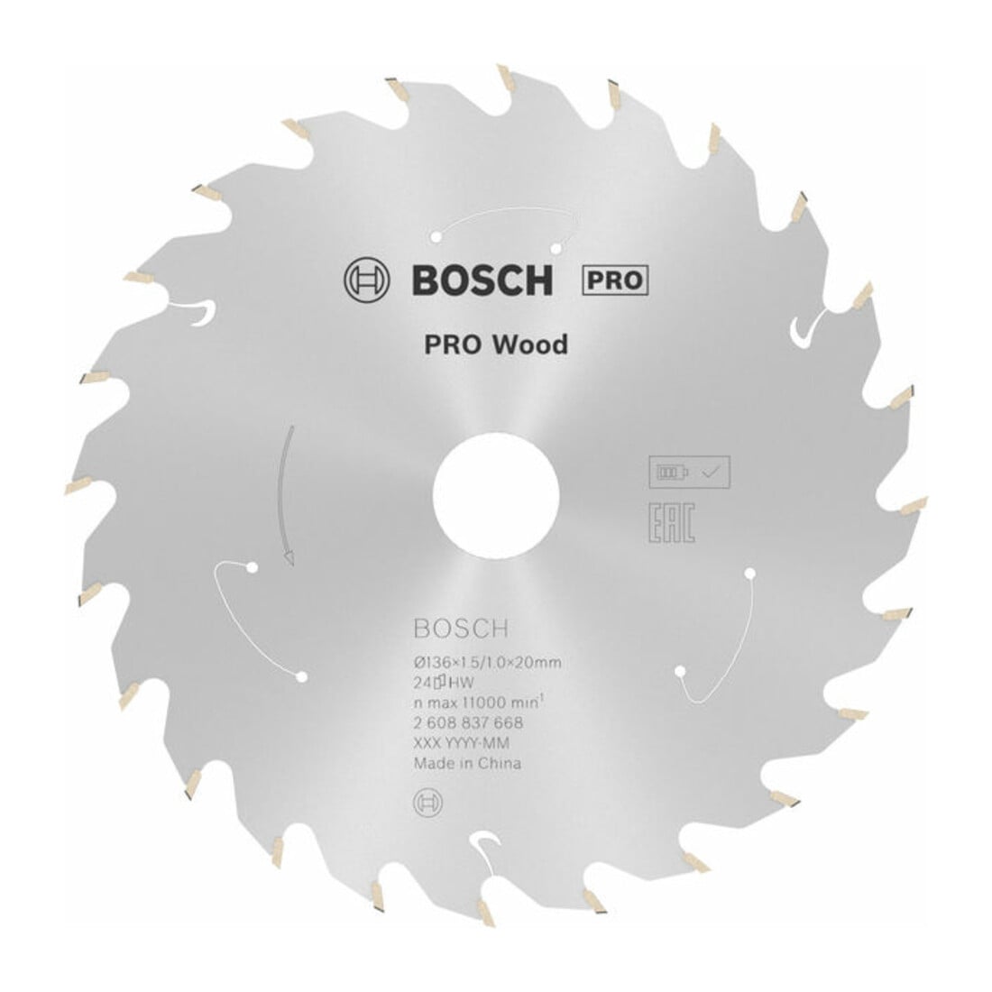 Lame de scie circulaire Bosch Standard pour bois, 136x1,5/1x20 24 dents