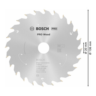 Lame de scie circulaire Bosch Norme pour le bois pour les scies sans fil