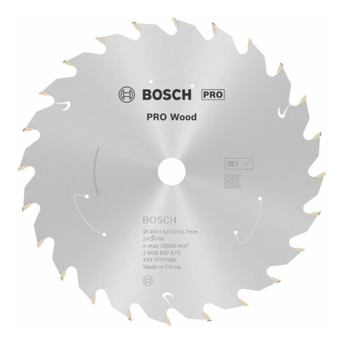 Lame de scie circulaire Bosch standard pour bois, 140x1.5/1x12.7, 24 dents