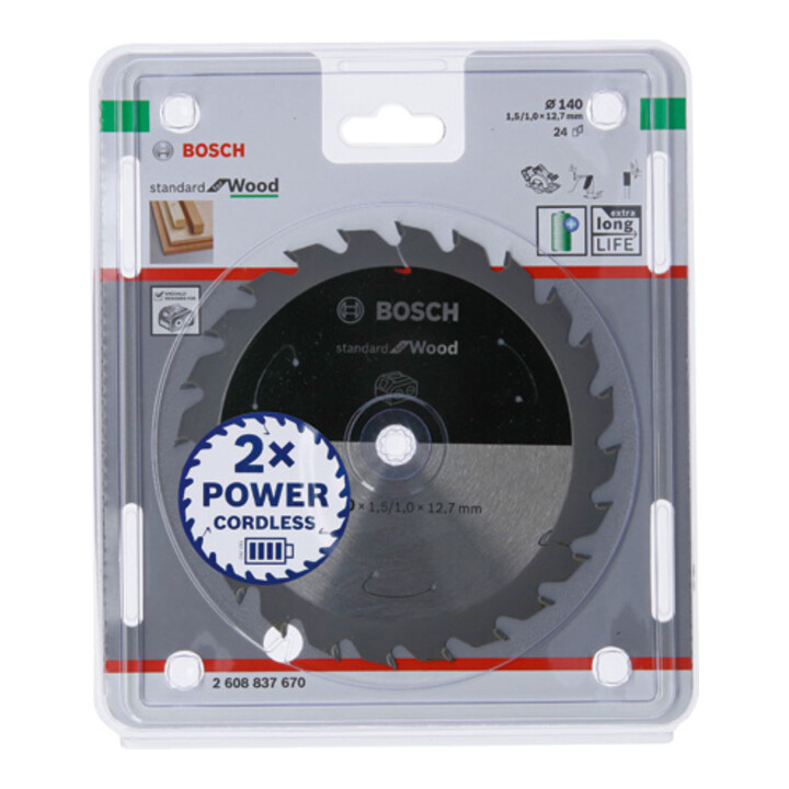 Lame de scie circulaire Bosch standard pour bois, 140x1.5/1x12.7, 24 dents